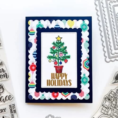 hinana Rectangle Frame Metal Die Cuts Set 13.8x10.5cm (5.43x4.13in) | Scallops Stitched Nesting Tag Background Cutting Dies for DIY Scrapbooking Album Decorative Embossing Paper Card Making thumbnail 4