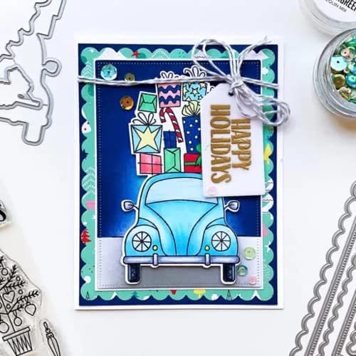 hinana Rectangle Frame Metal Die Cuts Set 13.8x10.5cm (5.43x4.13in) | Scallops Stitched Nesting Tag Background Cutting Dies for DIY Scrapbooking Album Decorative Embossing Paper Card Making thumbnail 3