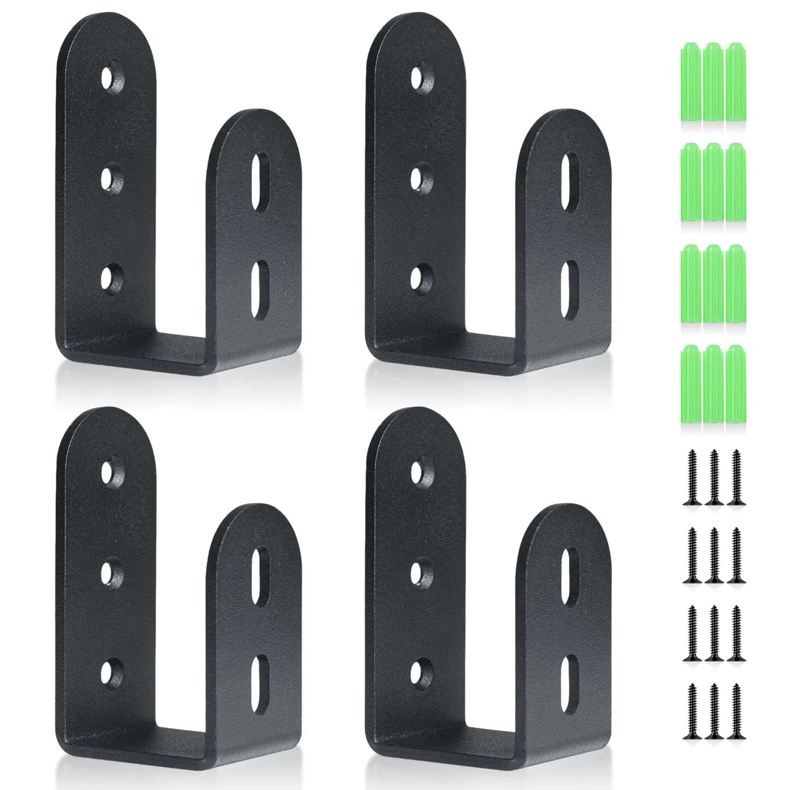 Riuog Heavy Duty Door Barricade Brackets 4 Pack | Rust-Resistant Metal, 2x4 Lumber Compatible, Indoor & Outdoor Security