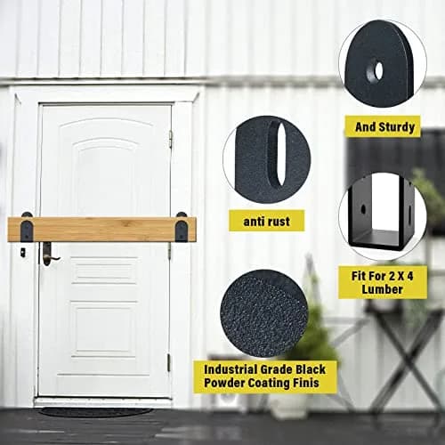 Riuog Heavy Duty Door Barricade Brackets 4 Pack | Rust-Resistant Metal, 2x4 Lumber Compatible, Indoor & Outdoor Security thumbnail 2