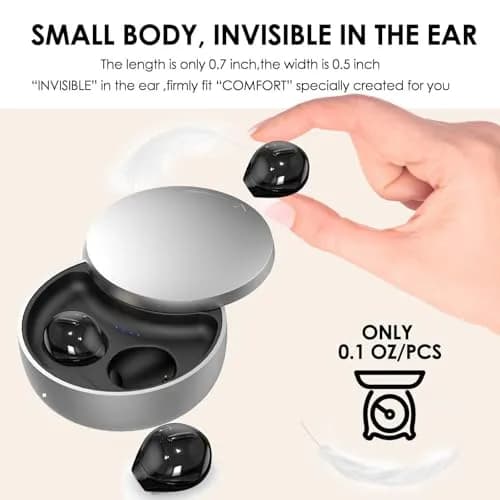 Xmenha Invisible Wireless Earbuds Bluetooth in-Ear Mini Discreet Tiny Earpiece with Charging Case for Small Ears, 6 Hours Playtime thumbnail 2