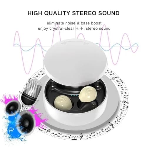 Xmenha Invisible Wireless Earbuds Bluetooth 5.0 Mini Discreet Tiny Earpiece with Charging Case for Small Ears & Sleeping - Yellow thumbnail 4