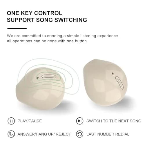 Xmenha Invisible Wireless Earbuds Bluetooth 5.0 Mini Discreet Tiny Earpiece with Charging Case for Small Ears & Sleeping - Yellow thumbnail 5
