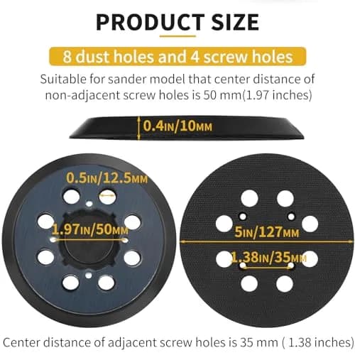 Gnellkoor 5 Inch Orbital Sander Pad Replacement for DeWalt DWE64233 & N329079 | Durable Engineering Plastic & Soft Rubber Construction thumbnail 3