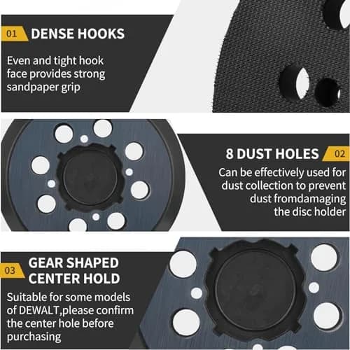 Gnellkoor 5 Inch Orbital Sander Pad Replacement 2 Pack | Compatible with DeWalt DWE64233 & N329079 thumbnail 6
