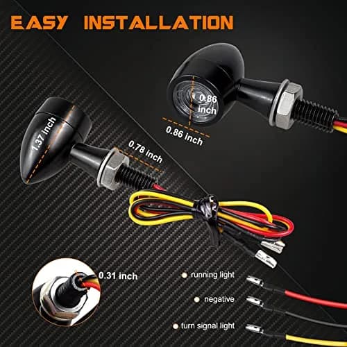 QUASCO Motorcycle LED Turn Signals Amber/Red | Universal 12V Blinkers for Harley Honda Suzuki Yamaha thumbnail 5