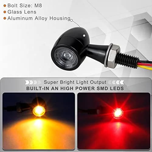 QUASCO Motorcycle LED Turn Signals Amber/Red | Universal 12V Blinkers for Harley Honda Suzuki Yamaha thumbnail 2