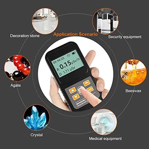 MOESAPU FS-600 Nuclear Radiation Detector Geiger Counter with Click Sound for Beta Gamma X-ray, Portable Alarm Radioactive Dosimeter 156 g (0.34 lb) thumbnail 6