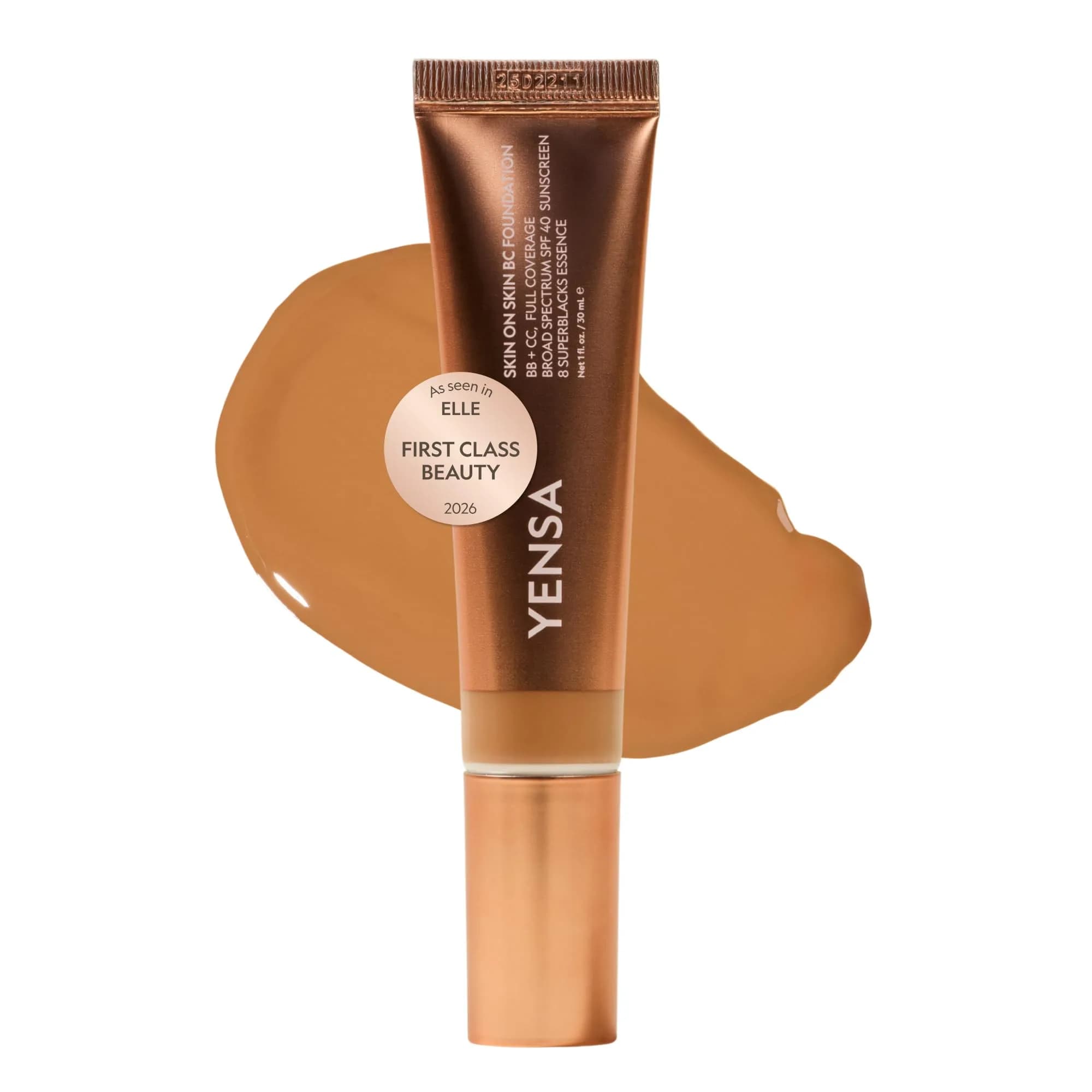 YENSA BC Foundation - Full Coverage Foundation, SPF 40, 1 oz | Hydrates & Firms Skin, Korean Makeup — Deep Golden / 1 Ounce