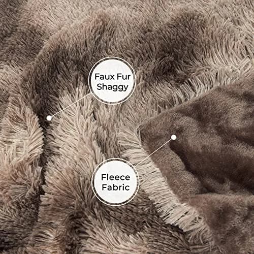Tuddrom Tie Dye Brown Faux Fur Throw Blanket 127cm x 152cm | Soft, Lightweight, and Cozy for Couch and Bed thumbnail 7