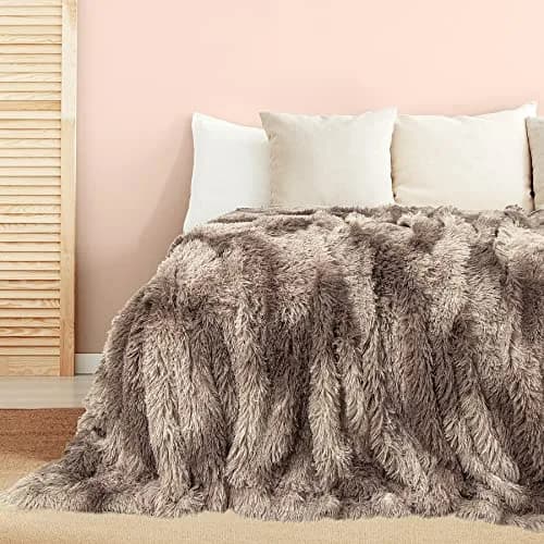 Tuddrom Tie Dye Brown Faux Fur Throw Blanket 127cm x 152cm | Soft, Lightweight, and Cozy for Couch and Bed thumbnail 8