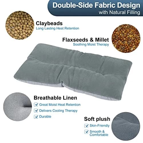 Atsuwell Microwave Heating Pad 6 x 11'' Grey | Moist Heat Pack for Cramps & Joint Relief thumbnail 4