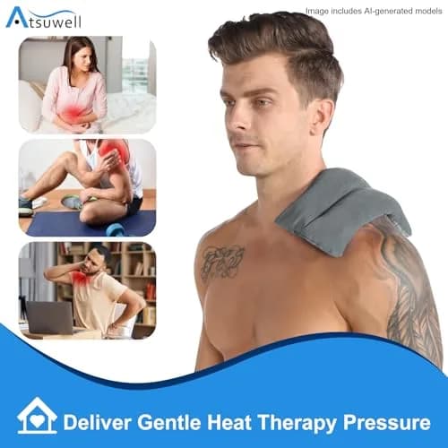 Atsuwell Microwave Heating Pad 6 x 11'' Grey | Moist Heat Pack for Cramps & Joint Relief thumbnail 2