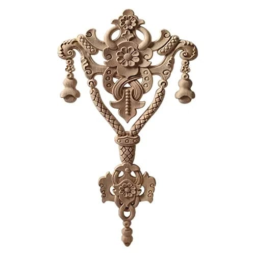 Beoot Wood Carved Corner Furniture Onlay Applique 38x19cm (14.96x7.48inch) | European Style Home Decor thumbnail 2