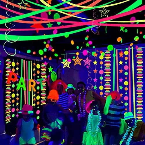 MFLUEEWR Blacklight Party Streamer Decorations 8 Rolls 840ft Glow Crepe Paper | UV Reactive Neon Streamers for Parties thumbnail 4