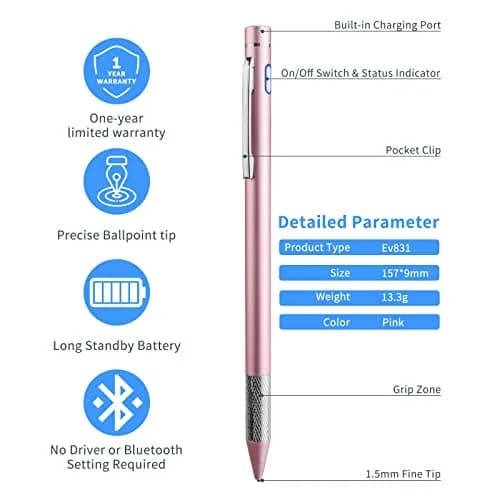 Minilabo Stylus for Lenovo Chromebook Duet 3/5/11 Pen, Pink | Precise Active Stylus with Fine Tip thumbnail 5