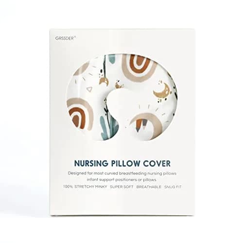 GRSSDER Nursing Pillow Cover Rainbow Pattern | Stretchy Minky Removable Slipcover for Breastfeeding Pillows thumbnail 4
