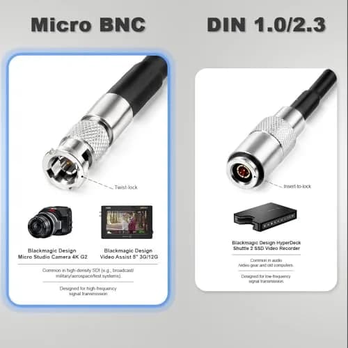 Alvin's Cables Micro-BNC Right-Angle to BNC Male 6G HD SDI Coaxial Cable 50cm (19 inches) | High-Speed Data Transfer thumbnail 2