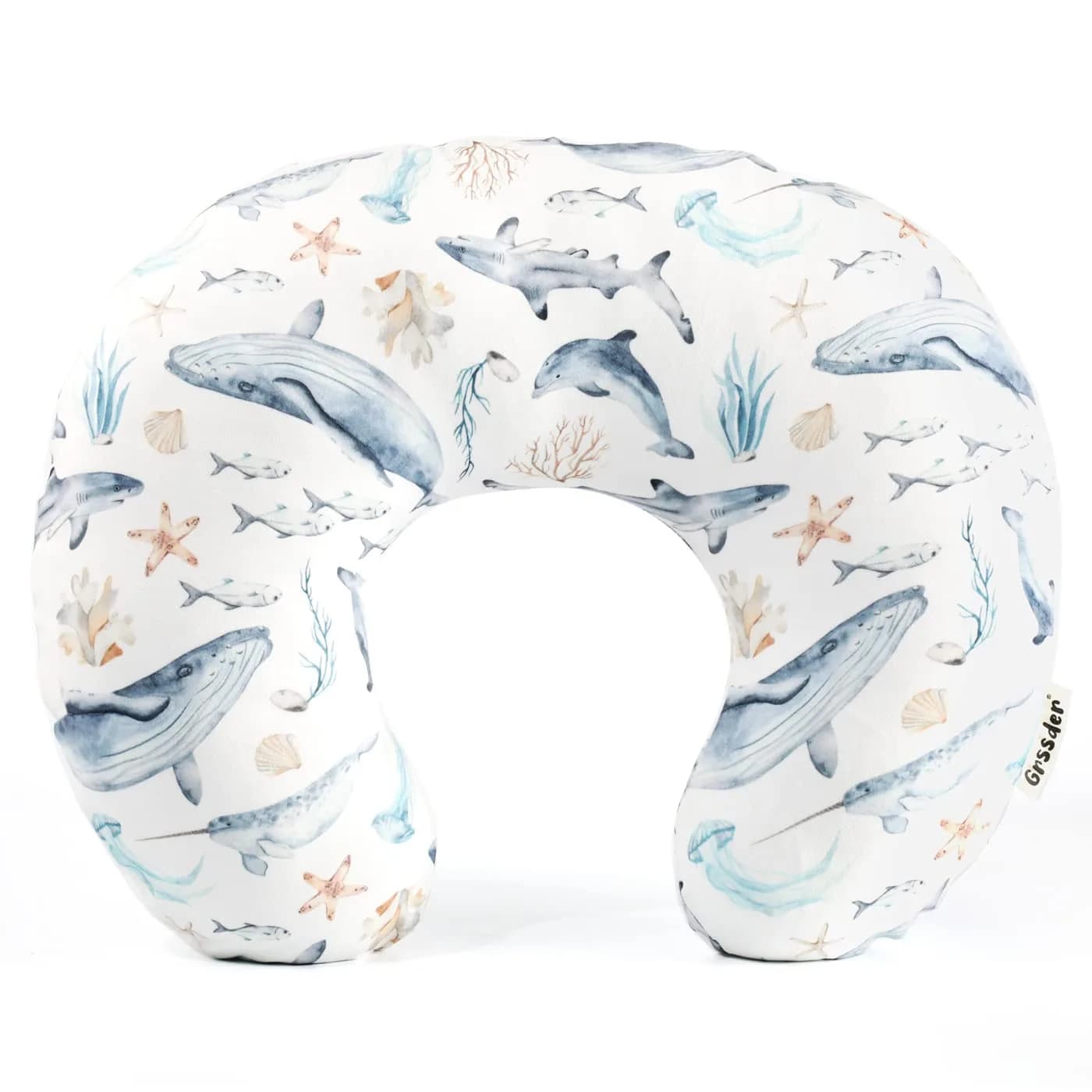GRSSDER Watercolor Forest Deer Nursing Pillow Cover 50cm x 60cm (25" x 23") | Stretchy Minky Slipcover for Breastfeeding Pillows — Gray