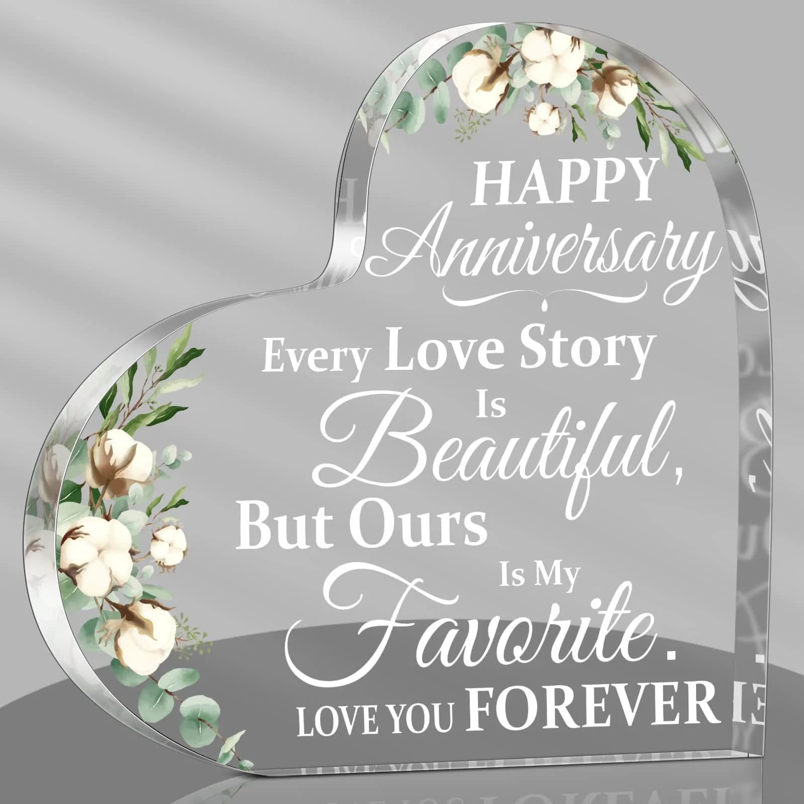 Yulejo Acrylic Heart Decorative Sign (15.1 x 15.1 x 1.4 cm / 5.9 x 5.9 x 0.55 inches) | Romantic Anniversary Gift for Her - main product image