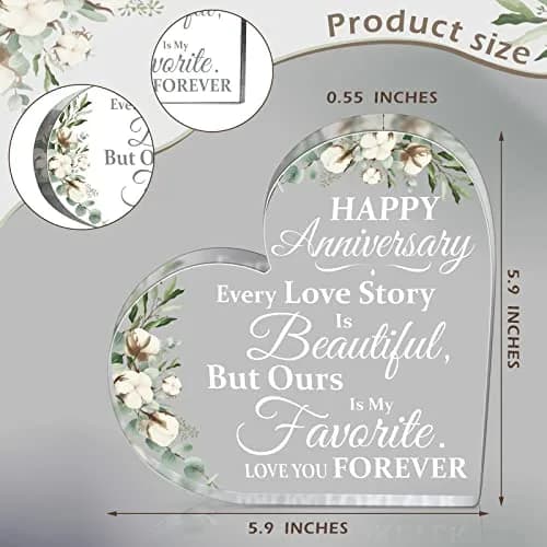 Yulejo Acrylic Heart Decorative Sign (15.1 x 15.1 x 1.4 cm / 5.9 x 5.9 x 0.55 inches) | Romantic Anniversary Gift for Her thumbnail 3