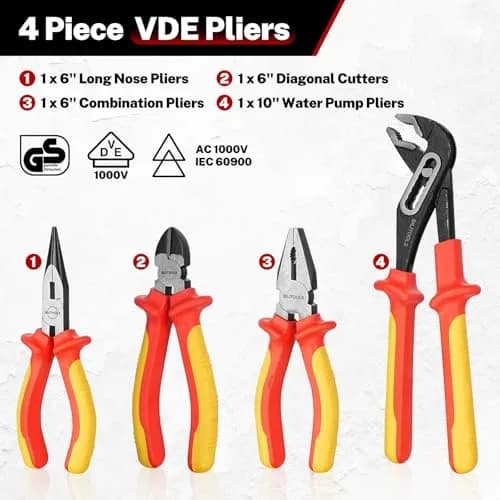 BILITOOLS 12-Piece Insulated Screwdriver & Pliers Set | VDE Certified for 1000V Electrical Work thumbnail 2