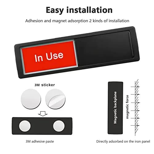 LoYinLo In Use or Available Sign, 7" x 2" Black | Magnetic Slider Door Indicator for Home & Office thumbnail 2