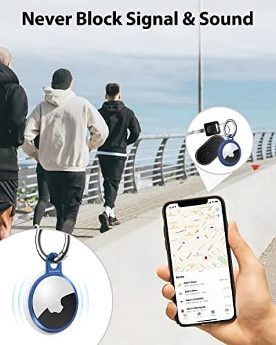 Stouchi Airtag Holder Key Ring with TPU Case, 4 Pack, Stainless Steel & Soft TPU, Compatible with AirTag 1st & 2nd Gen thumbnail 6