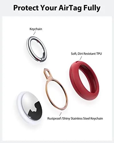Stouchi Airtag Holder Key Ring with TPU Case, 4 Pack, Stainless Steel & Soft TPU, Compatible with AirTag 1st & 2nd Gen thumbnail 3
