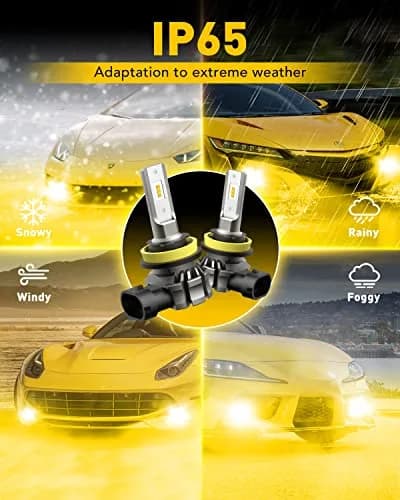 AUXITO H11/H8/H16 LED Fog Light Bulbs 6000LM 3000K Amber Yellow | 300% Brighter Than Halogen thumbnail 6