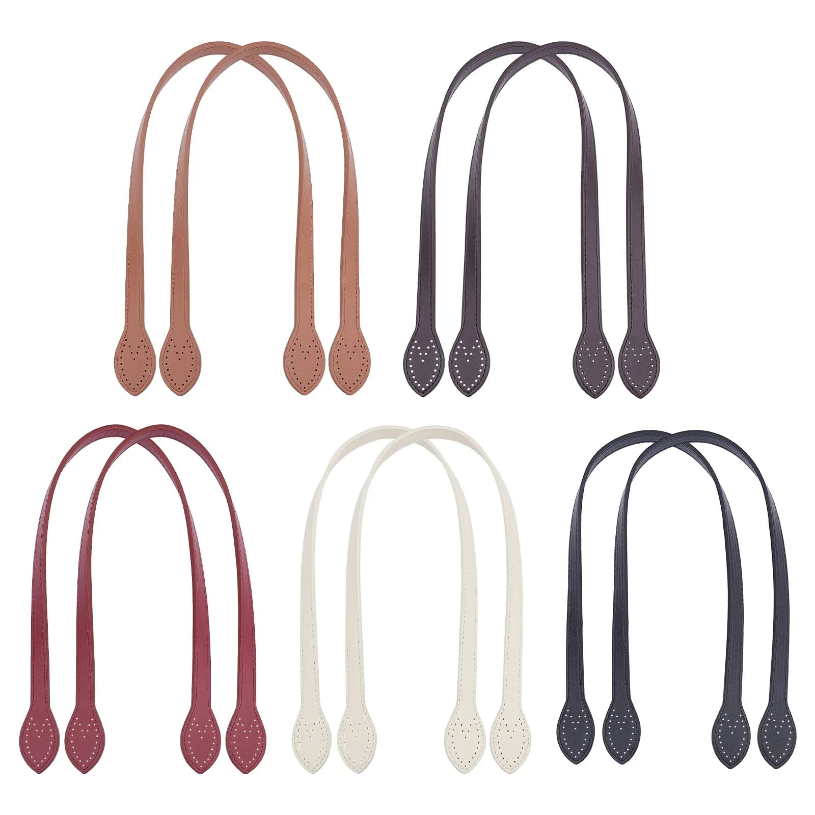 PH PandaHall Leather Purse Straps 23.4" | 5 Colors, 10pcs Bag Handles for DIY Crafts - main product image