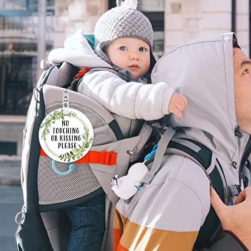 EKSPLODI Don’t Touch Baby Sign, No Kissing Baby Car Seat Sign, 2 Pack, 5 Inches | Baby Safety Sign for Strollers & Car Seats thumbnail 5