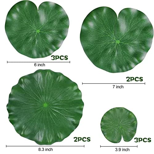 ZAUGONTW Realistic Lily Pads Leaves for Ponds, 10 Pcs Floating Foam Lotus Leaves, 4 Sizes, Green thumbnail 5