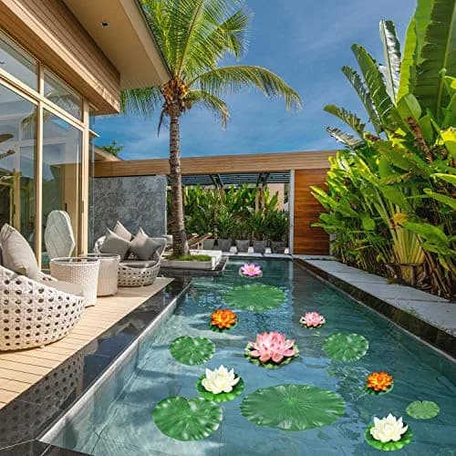 ZAUGONTW Realistic Lily Pads Leaves for Ponds, 10 Pcs Floating Foam Lotus Leaves, 4 Sizes, Green thumbnail 2