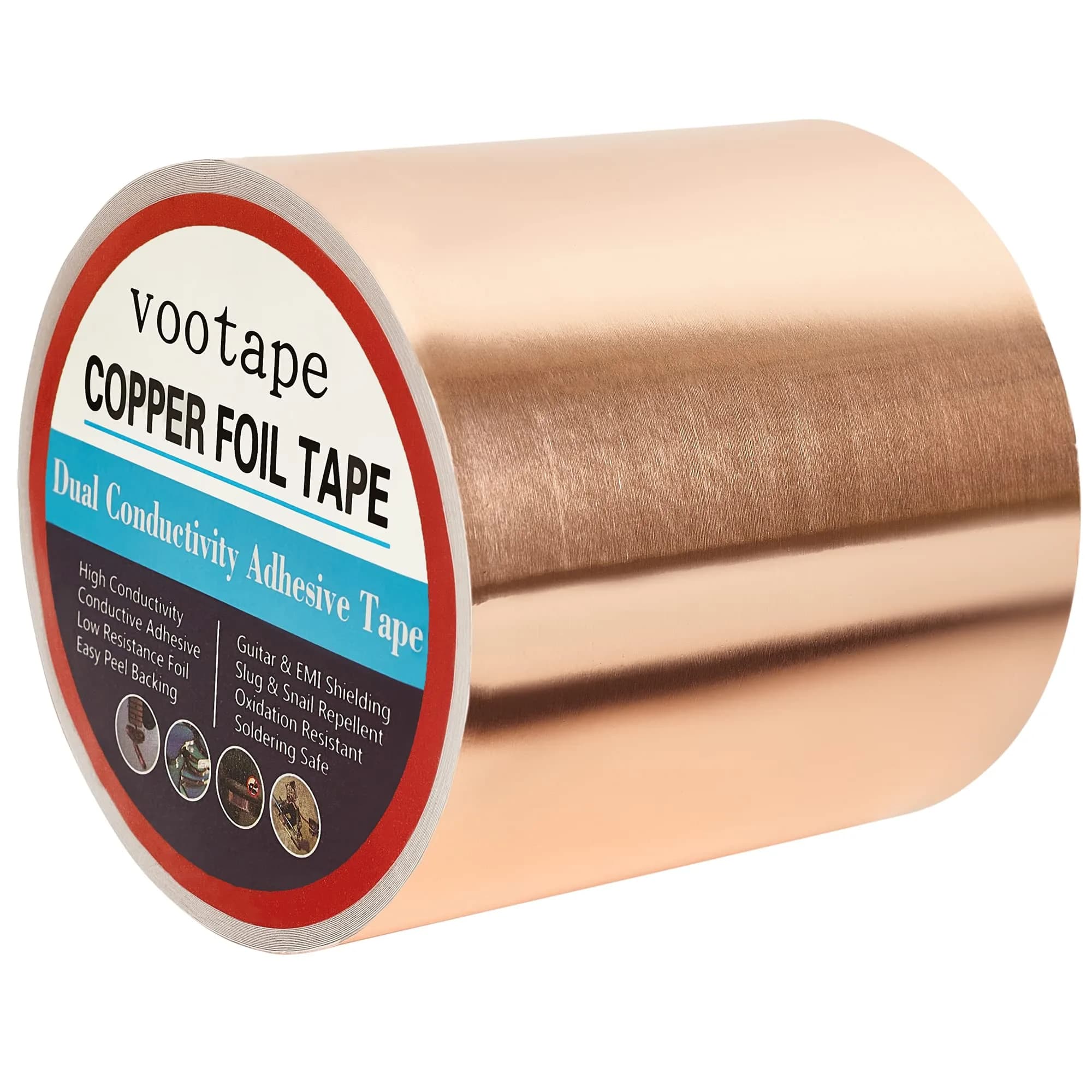 vootape Copper Foil Tape 4 inch x 33ft | Double-Sided Conductive Adhesive for EMI Shielding & Guitar Repairs - main product image
