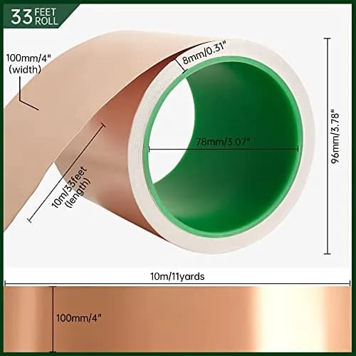 vootape Copper Foil Tape 4 inch x 33ft | Double-Sided Conductive Adhesive for EMI Shielding & Guitar Repairs thumbnail 3