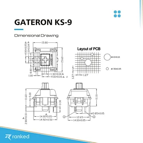 Ranked Gateron ks-9 Key Switches for Mechanical Gaming Keyboards | Plate Mounted (Gateron Brown, 65 Pcs) thumbnail 5