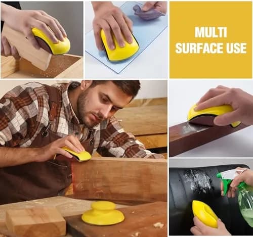 S SATC 4PCS Hook and Loop Sanding Block Set 5 Inch Round and Mouse Shapes | Versatile Sanding for Wood Furniture Restoration thumbnail 4