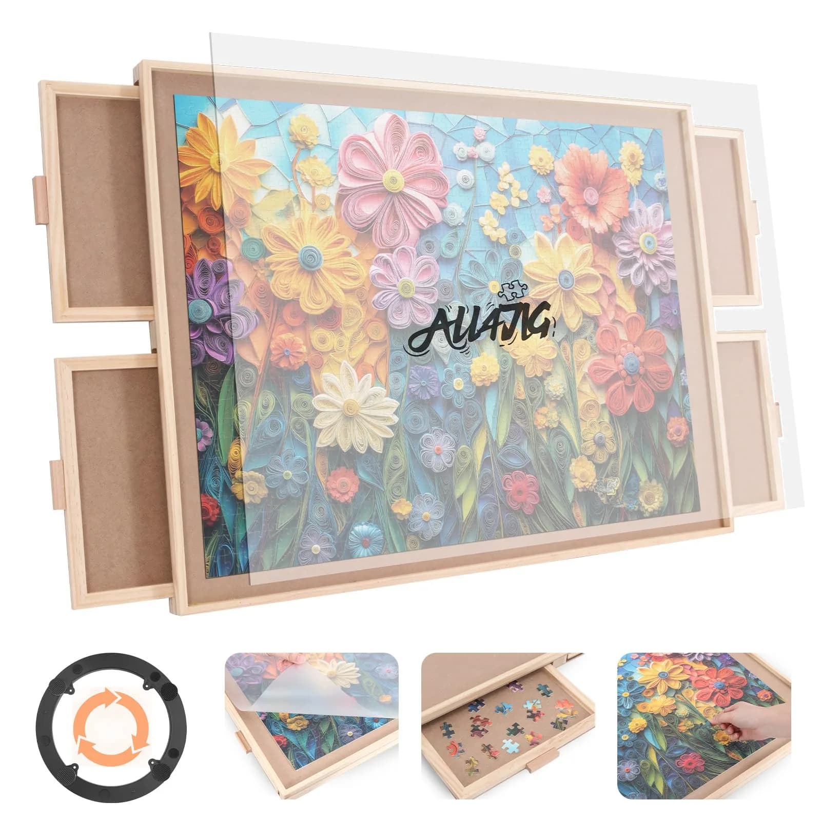 ALL4JIG Rotating Puzzle Board 1500 Piece 89.6cm x 68.6cm x 5.2cm | Educational Sorting Skill for Adults - main product image