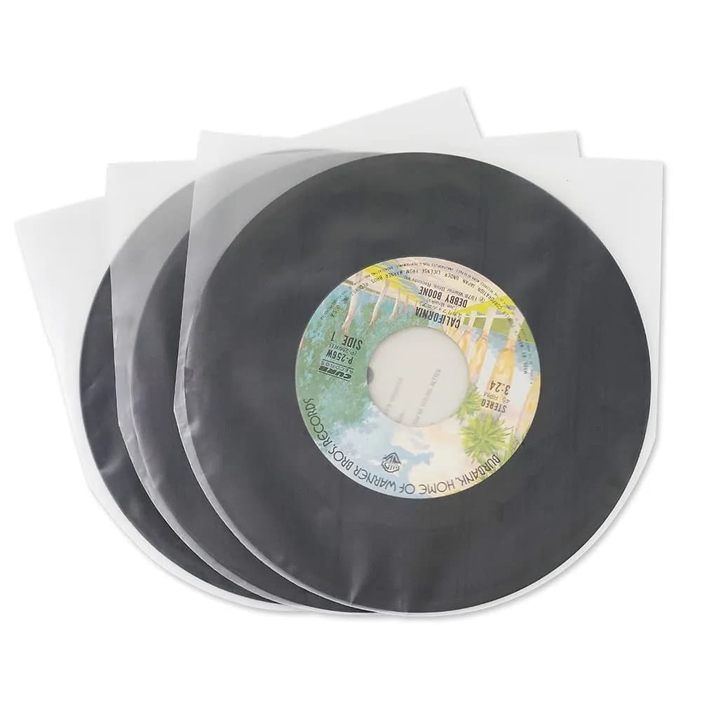 sdroceRyaM 50PCS 12 Inches LP Vinyl Record Inner Sleeves Plastic Protective Sleeves | Anti Static Round Bottom Sleeves, Translucent — 12 inch 50pcs