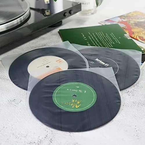 sdroceRyaM 50PCS 12 Inches LP Vinyl Record Inner Sleeves Plastic Protective Sleeves | Anti Static Round Bottom Sleeves, Translucent thumbnail 7
