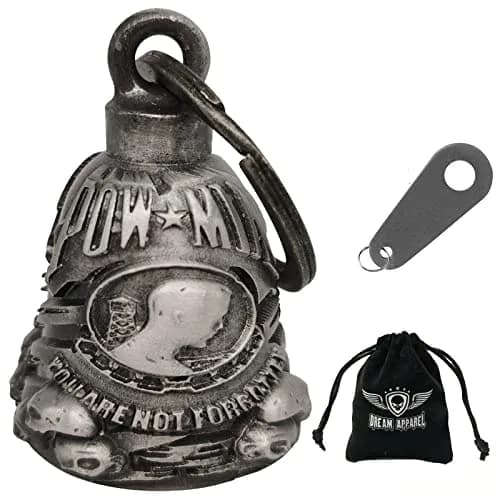 Dream Apparel Motorcycle Ride Bell for Bikers, Heavy Spirit Keychain & Lucky Charm (DBL9-L POW MIA) thumbnail 1