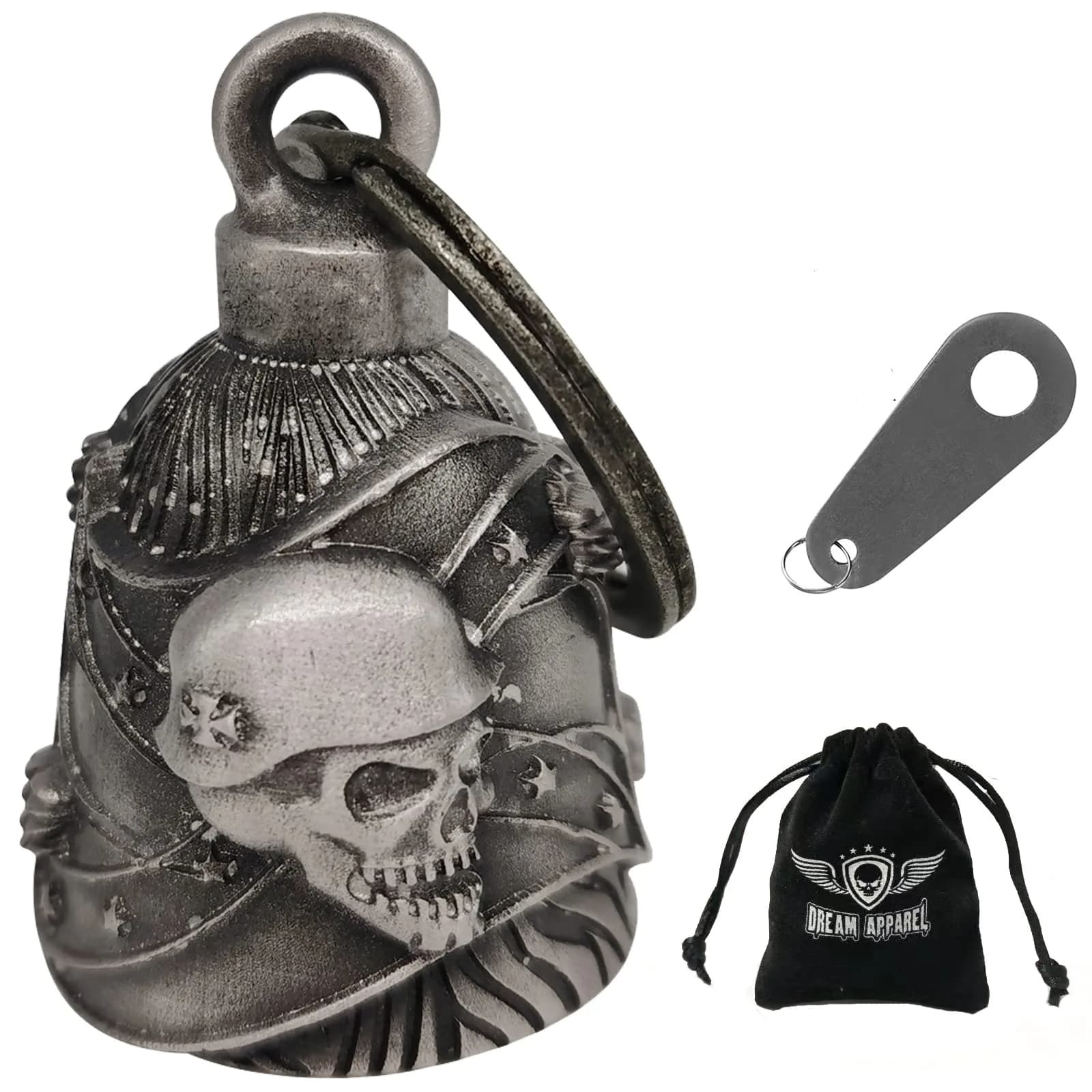 Dream Apparel Motorcycle Ride Bell for Bikers, Heavy Spirit Keychain & Lucky Charm (DBL13-L Rebel)