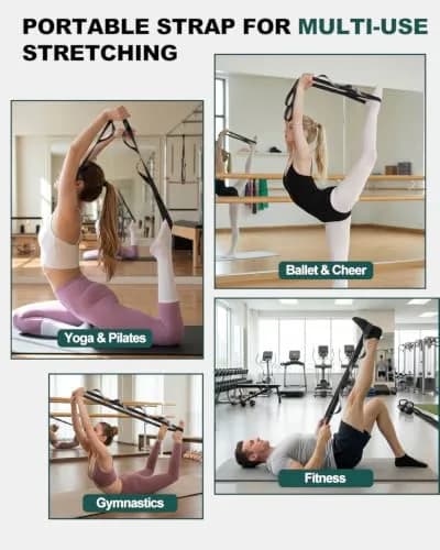 Trideer Stretching Strap Yoga Strap Physical Therapy 75"x1" | Non-Elastic, Sturdy Polyester for Home & Gym (Black) thumbnail 7
