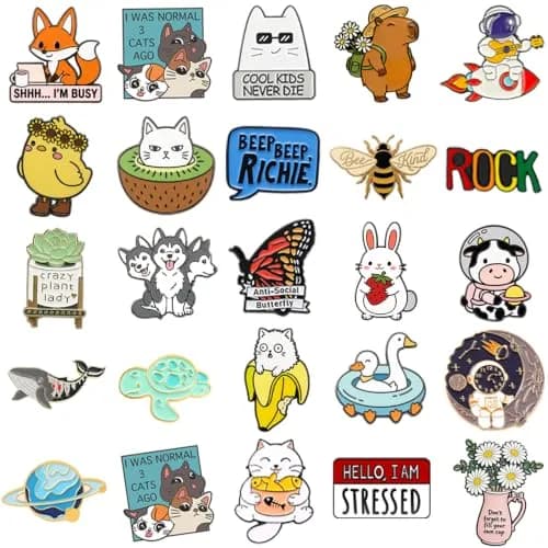SINCCO Cute Enamel Backpack Pins, Funny Anime Lapel Pin Bulk Set (20 pcs, 1.0-1.4 inch) thumbnail 2
