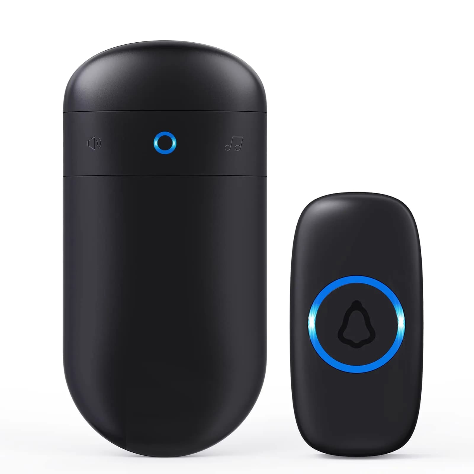 SECRUI Wireless Doorbell Over 1000ft Range | 58 Chimes, 110dB Loud, Waterproof — Black / 1 Receivers 1 Push buttons