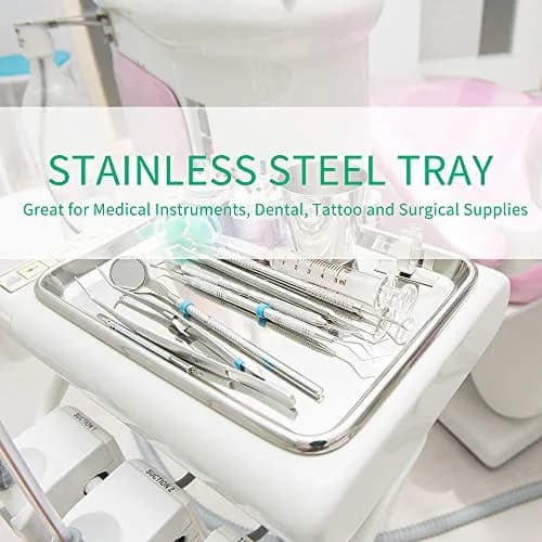 LabAider Professional Medical Surgical Stainless Steel Dental Procedure Tray 26 cm (10.5") x 20 cm (8.0") x 2.5 cm (1.0") | 3-Pack Lab Instrument Tools Trays thumbnail 4