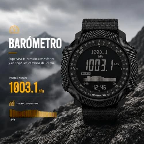 NORTH EDGE Apache 50mm Digital Watch for Men | Rugged Outdoor Companion with Altimeter, Barometer, Compass thumbnail 3