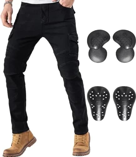 CTBQiTom Motorcycle Pants for Men & Women with CE Level 2 Armor Black | Slim Fit, Durable, Impact-Resistant thumbnail 1