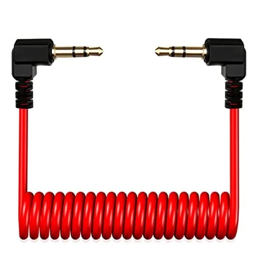 COCOMK Coiled 3.5mm TRS to TRS Microphone Patch Cable 80cm (32") Red | High Fidelity Sound for Cameras & Audio Devices thumbnail 1
